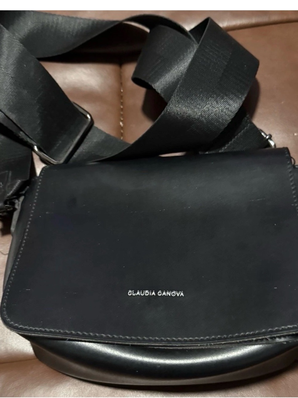 Claudia Canova Crossbody Purse Black Guitar Strap Bag adjustable